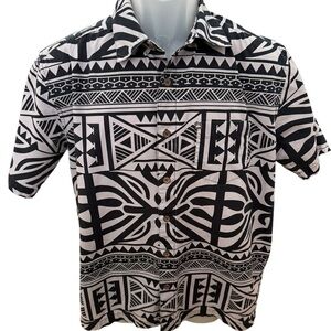 QUIKSILVER Black & Grey Aloha Hawaiian Shirt Men S Small